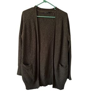 RDI Women's Dark Green Long Sleeve Elbow Patch Cardigan Sweater